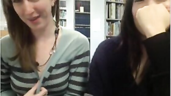 Cam girls get naked in the library