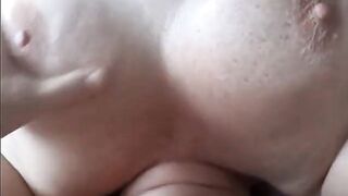 cumqueen Angel wanks stranger to huge cumshot over big boobs