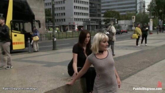 German blond group banged in public