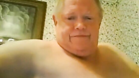 fat grandpa jerking off on the bed 2