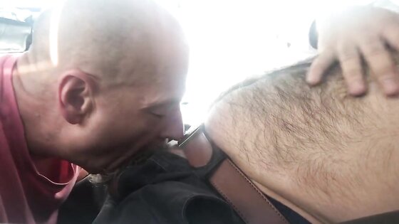 Dad sucking hairy cub