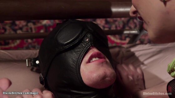 Suspended man spanked by femdom