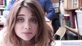 Shoplifter letting the officer fuck his teen stepdaughter
