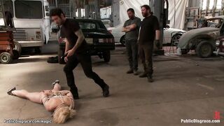 Blonde anal fucked in auto body shop