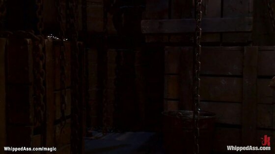 Lesbian in back arch bondage rimming