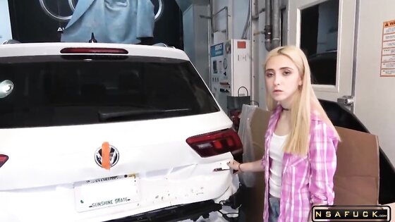 Fucking Daddy And Taking His Big Cum Facial In Car Garage