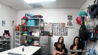 Questioning then fucking two hotties at the office