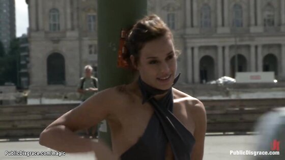 Babe walked in public with vibrator