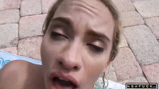 Hot Blonde Sister Khloe Fucks Brother in the Pool