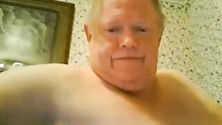 fat grandpa jerking off on the bed 3