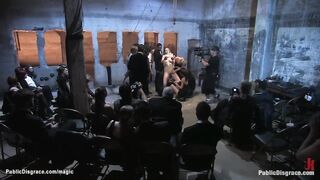 Service slave group fucked in public