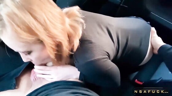 Redhead Suck Dick Taxi Driver and Cum Swallow in the Car POV Sweetie Fox