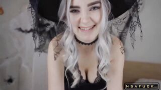 Cute Horny Eva Elfie Witch Gets Facial and Swallows Cum