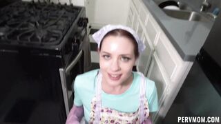 Dirty stepson trying to fuck his stepmom while she doing chores