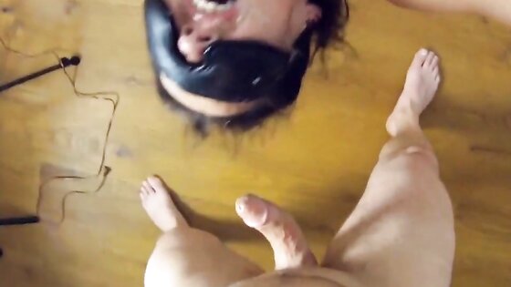Rough BDSM ends with cumshot on tied tits