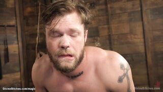 Bound gagged man ass finger fucked