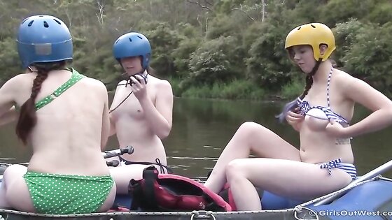 Three Hairy Lesbians Water Rafting