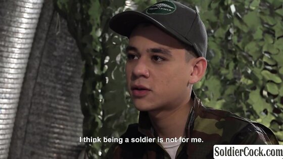 Sergeant Rick shove his bare cock into his hot cadet wet ass