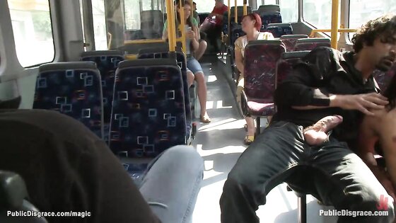 Euro babe fucked in public bus