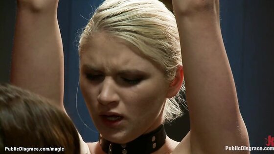 Blond rough anal fucked in public