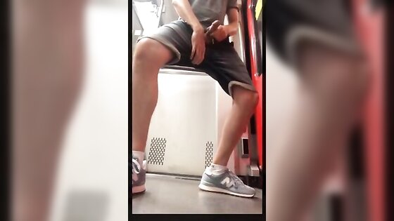 Exhibition Twink jerks off in a train 3