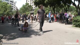 Bound slave walked like a dog in public