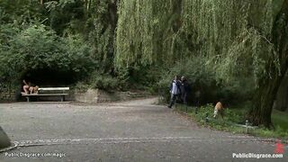 Euro blond big dick fucked in the park