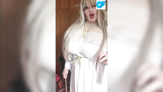 Omg this sexy angel is giving you instructions with a stick