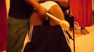 stepdad punishes black ass with a paddle