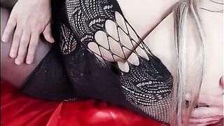 Mhmm Susi in black fishnet pantyhose