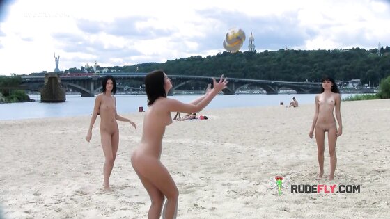 Bombastic young nudists nude volleyball