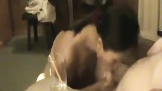 Thai girl blows and drinks cum from straw