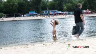 Young nudist babes secretly filmed by a voyeur having fun