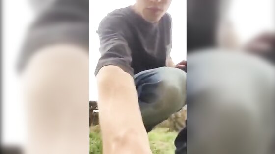 Exhibition College boy jock strips jerks and cum outside