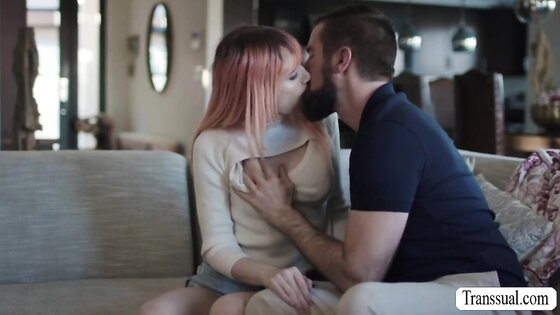Pink haired Trans Babe gets rimjob and analed by her stepdad