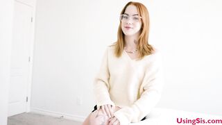 Teen redhead goes stepbros room and lets him fuck her pussy