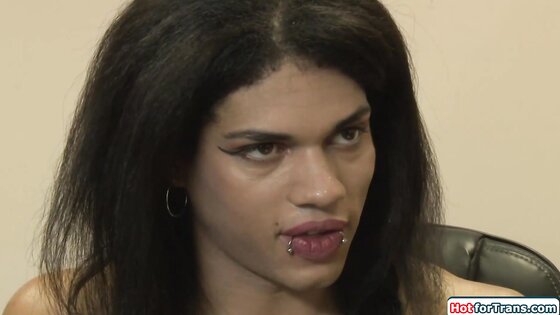 Busty ebony trans boss Morena Black anal reamed by employee