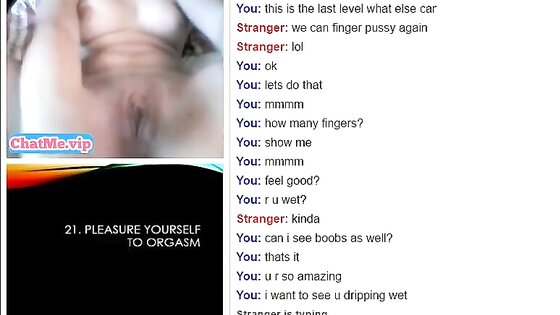 Hot teen with shaved pussy masturbating on video chat