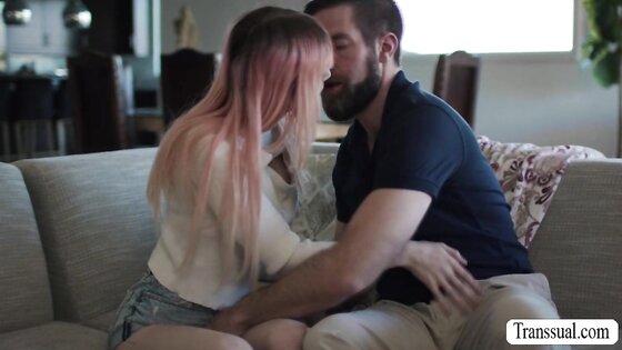 Stepdad fucks the ass of pink haired shemale stepdaughter