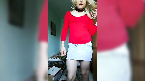 Cross-dressing striptease