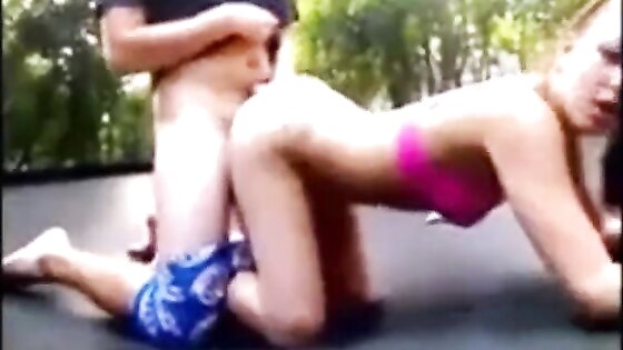 Cumming inside a teen on trampoline