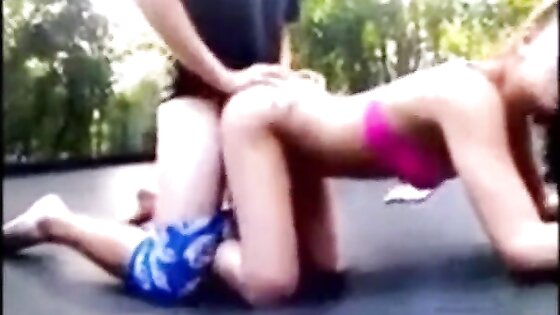 Cumming inside a teen on trampoline