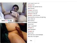 Teen brunette masturbating with stranger on adult video chat