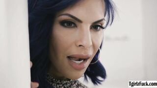 Latina tbabe Foxxy and Melanie enjoys interracial anal sex