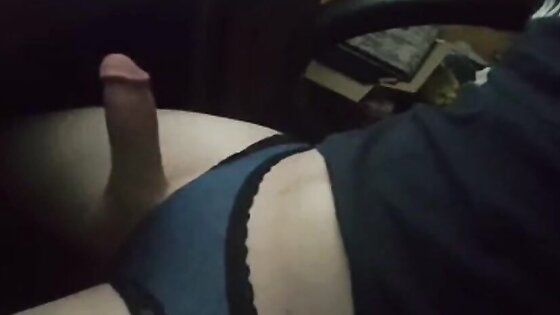 Feminine boy cums with his panties on