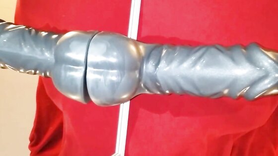 Prostate milking with HUGE dildo in Chastity till orgasm