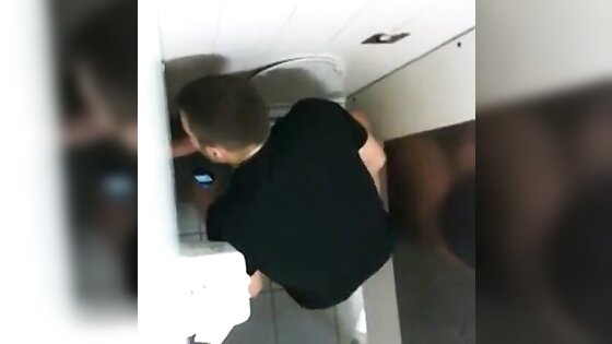 Toilet Glory Hole Action - Caught On Cam.