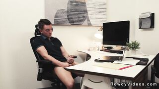Gay masturbate and anal fuck colleague in the office