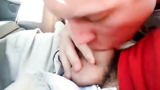 Blowing a friend in the car and he cums in my mouth 5