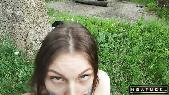 Cute Stepsister Teases with her Boobs Outdoor I had to Fuck her right on the Rock
